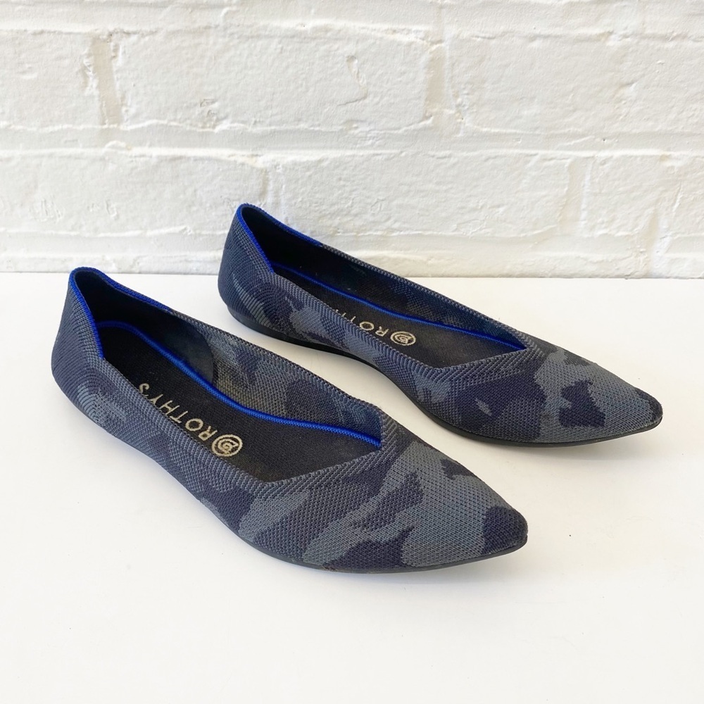 Rothy’s || The Point Dark Gray Camo Retired Ballet Flats 10.5